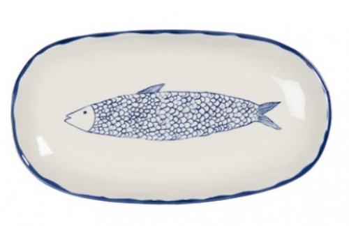 Platte mit Fischmotiv oval